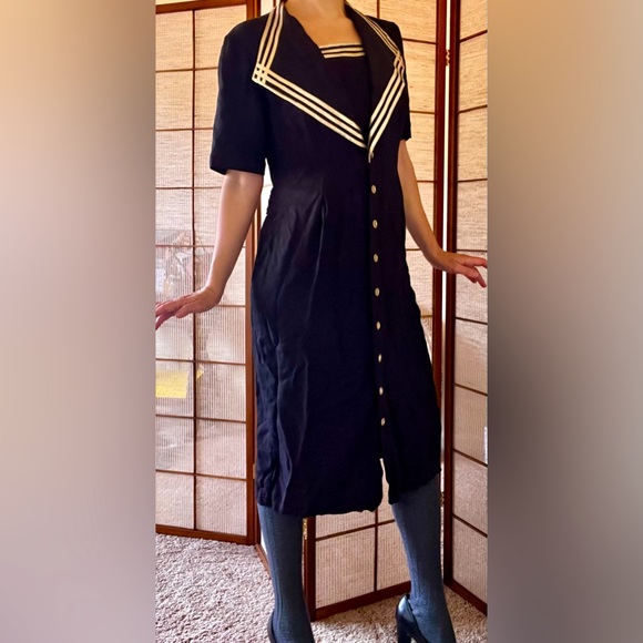 S.L. Fashions women 80s vintage nautical navy blazer sailor dress - Picture 1 of 9